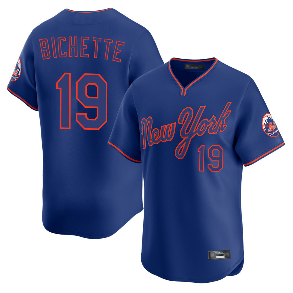 BIPIHUC NY.Mets #19 Bo Bichette Player Royal T-shirt Home Limited Elite Stitched Jerseys