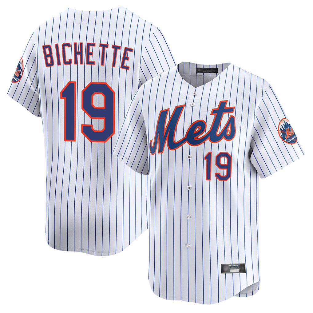 BIPIHUC NY.Mets #19 Bo Bichette Player White Home Limited Stitched Jerseys