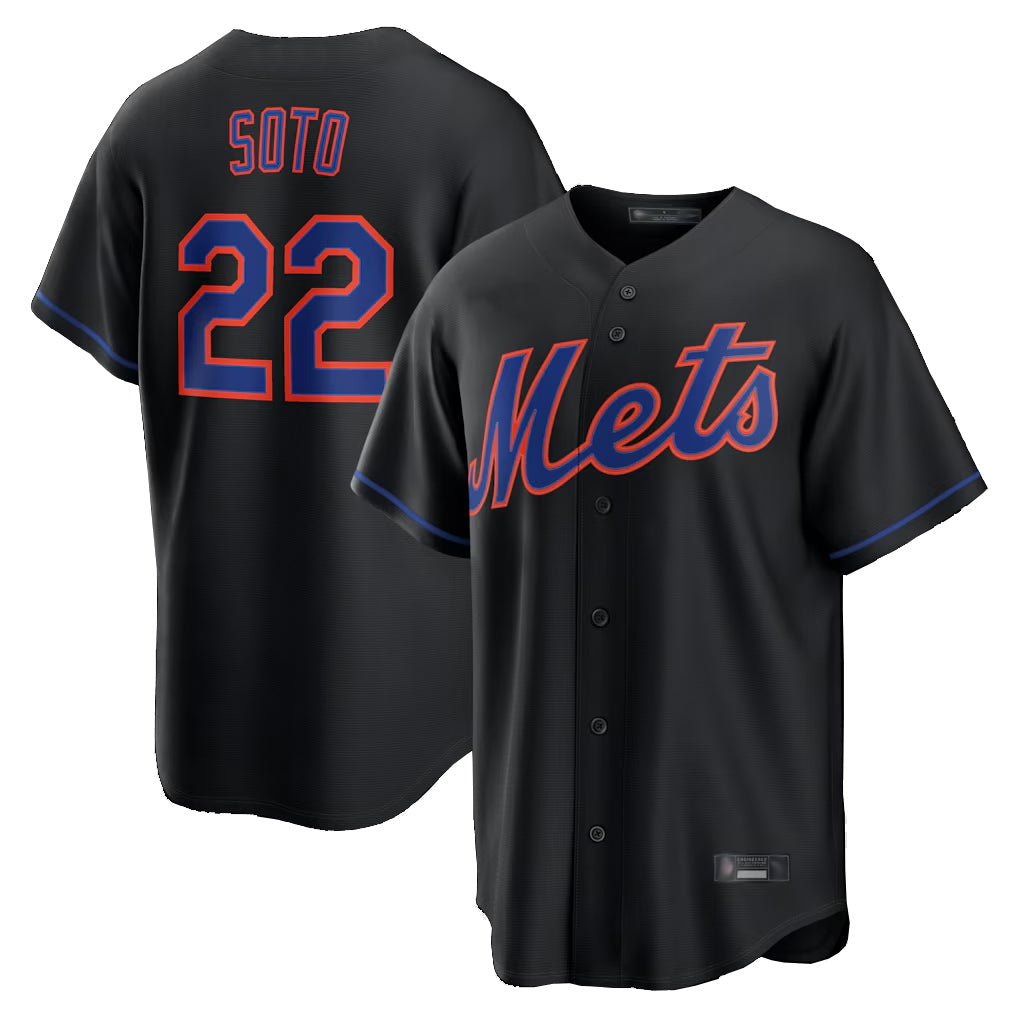 BIPIHUC NY.Mets #22 Juan Soto Player Black Alternate Home Game Stitched Jerseys