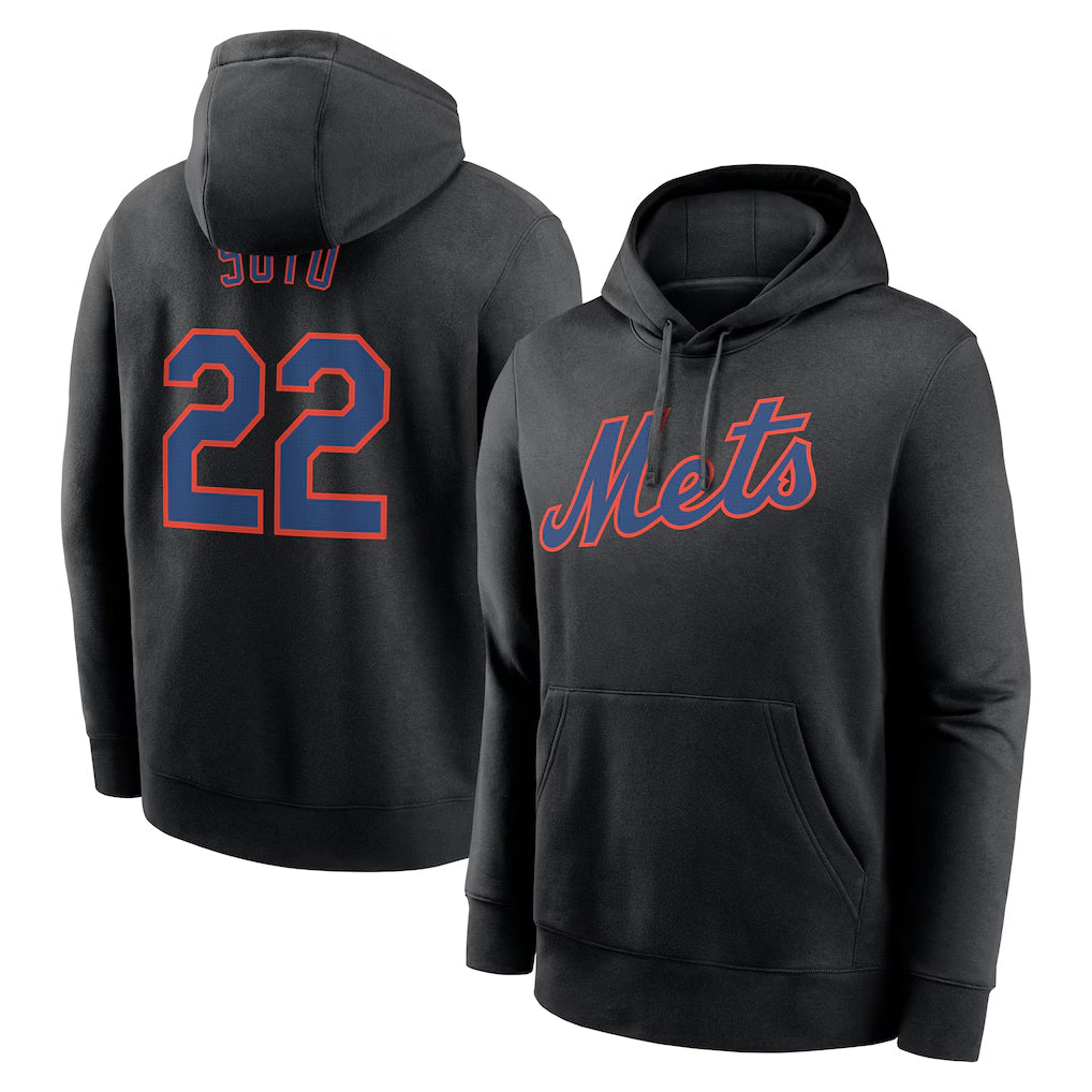 BIPIHUC NY.Mets #22 Juan Soto Player Black Club Pullover Hoodie Game Stitched Jerseys