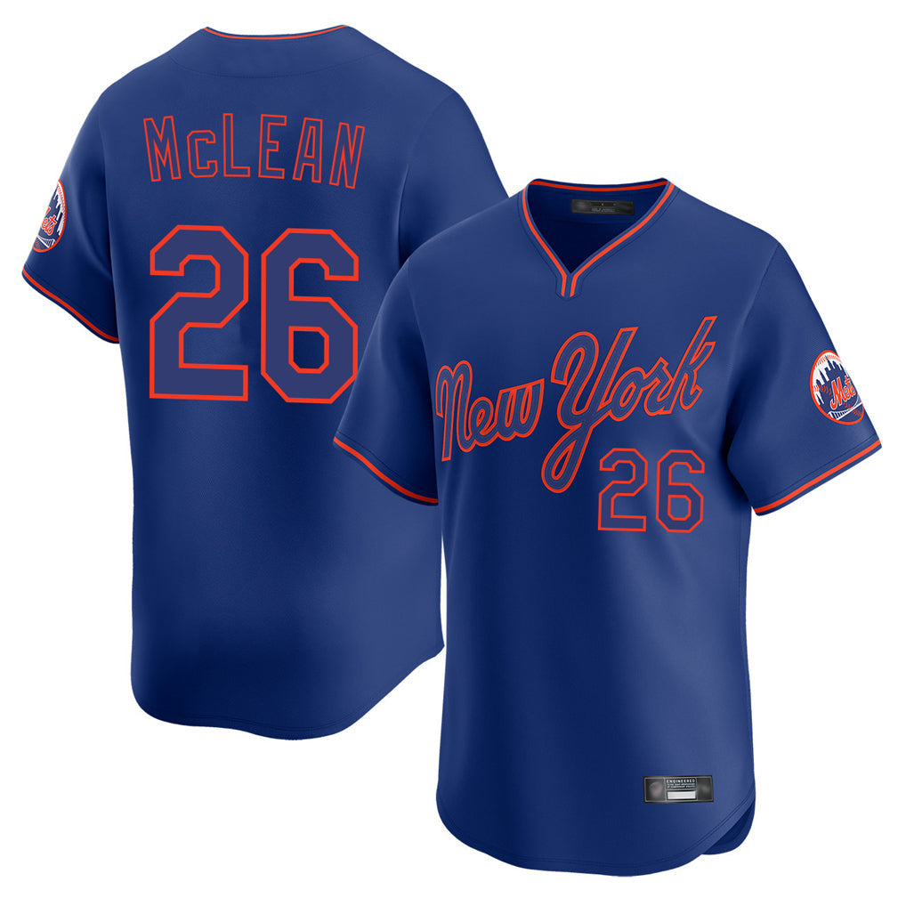 BIPIHUC NY.Mets #26 Nolan McLean Player Royal T-shirt Home Limited Elite Stitched Jerseys