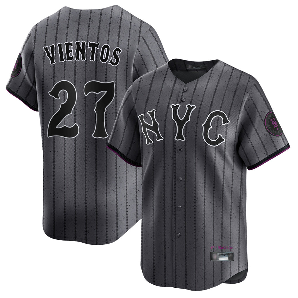 BIPIHUC NY.Mets #27 Mark Vientos Player Gray City Connect Limited Stitched Jerseys