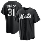BIPIHUC NY.Mets #31 Mike Piazza Player Black Home Game Stitched Jerseys