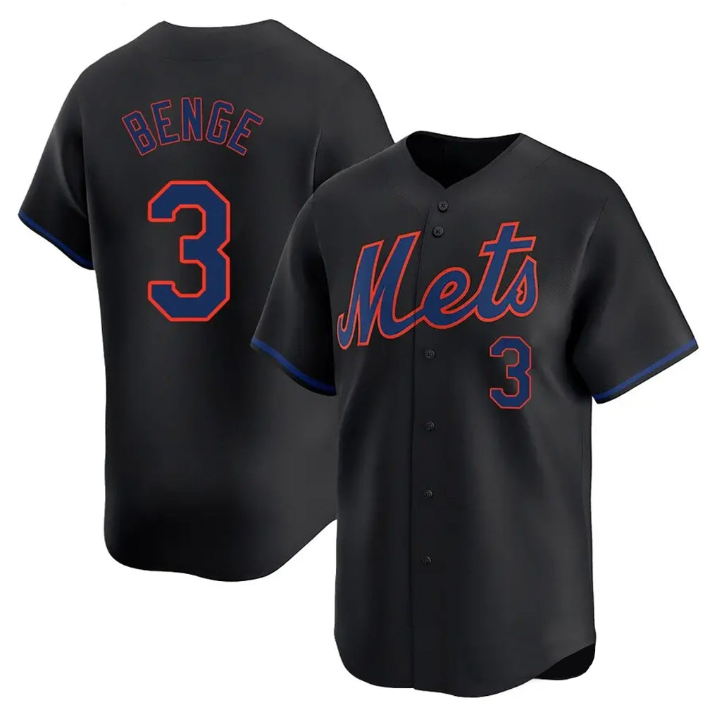 BIPIHUC NY.Mets #3 Carson Benge Player Black Alternate Home Limited Stitched Jerseys