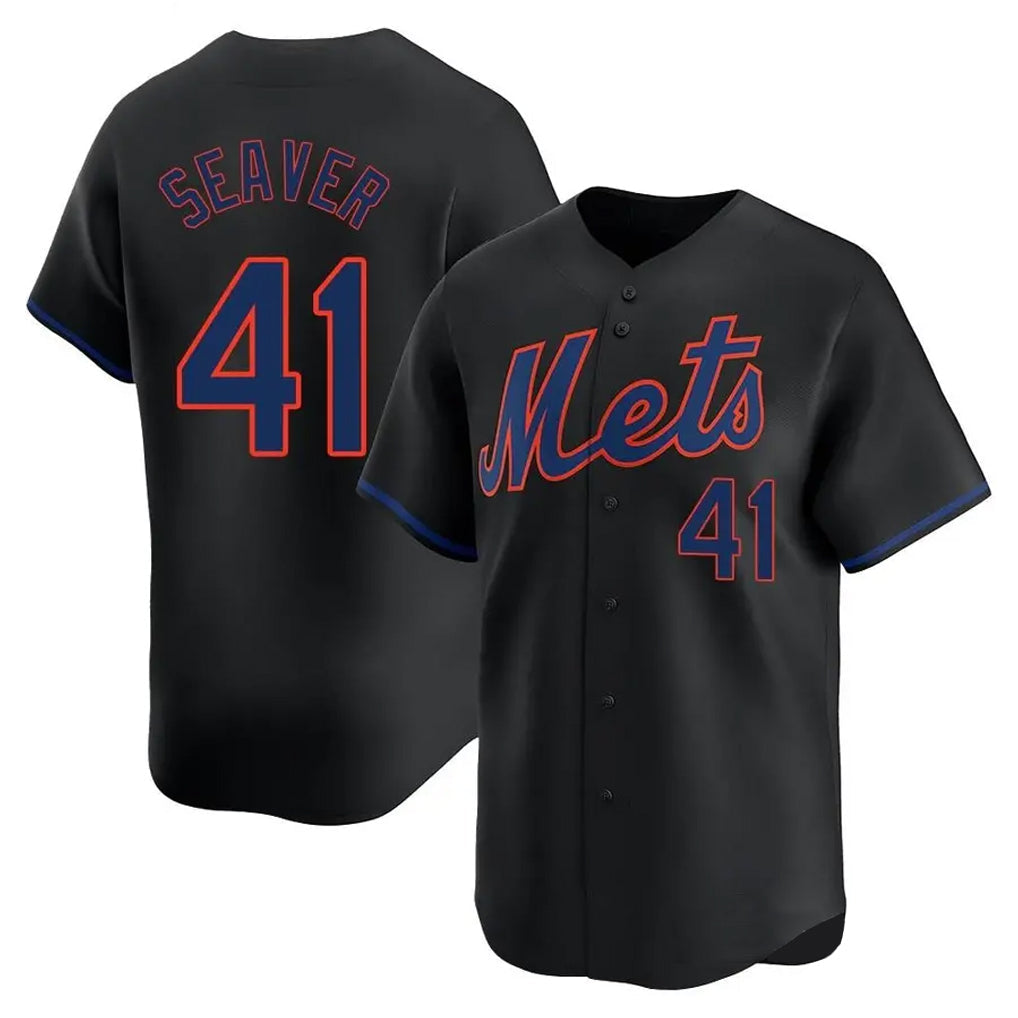 BIPIHUC NY.Mets #41 Tom Seaver Player Black Alternate Home Limited Stitched Jerseys