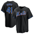 BIPIHUC NY.Mets #41 Tom Seaver Player Black Replica Home Game Stitched Jerseys