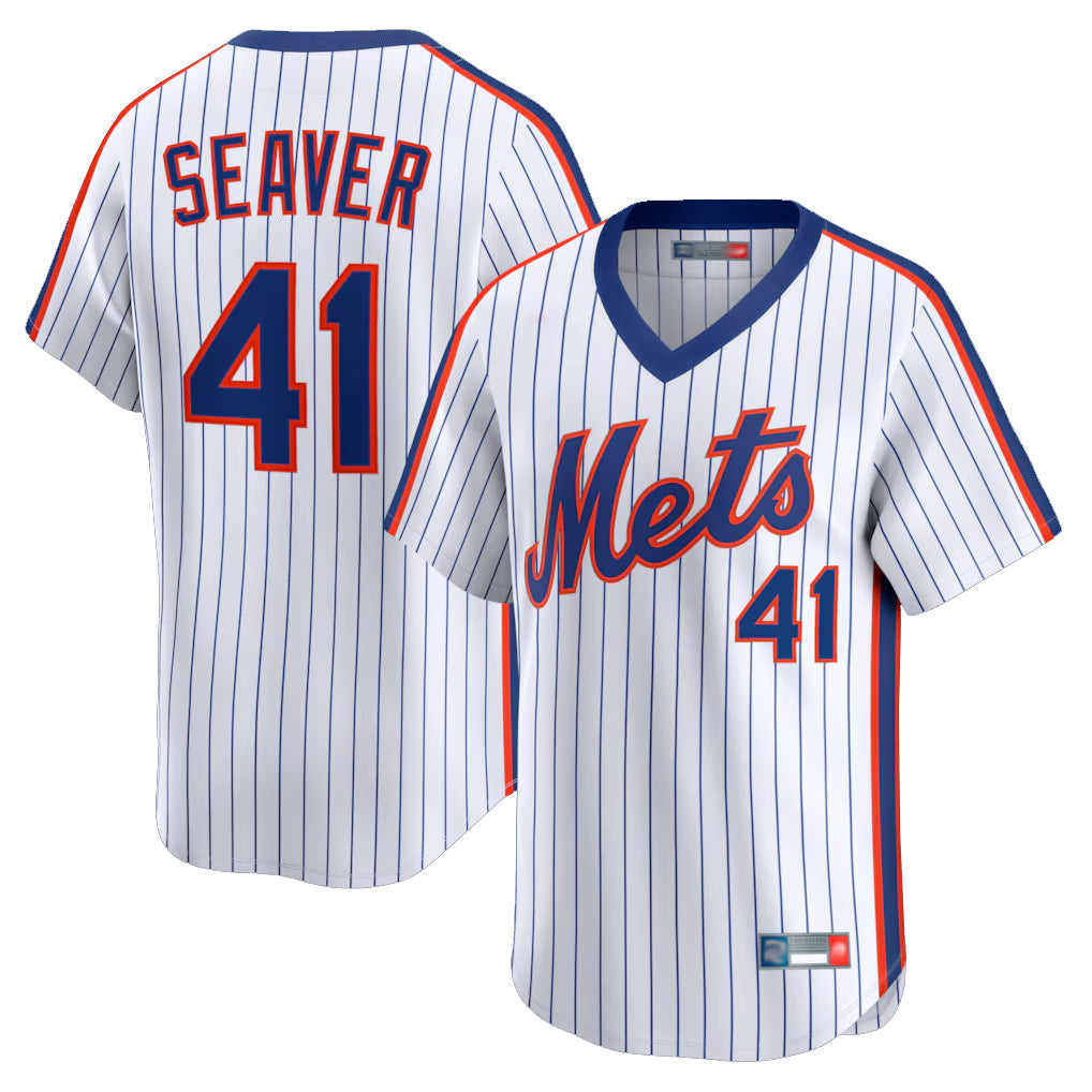 BIPIHUC NY.Mets #41 Tom Seaver Player White Cooperstown Collection T-shirt Game Stitched Jerseys