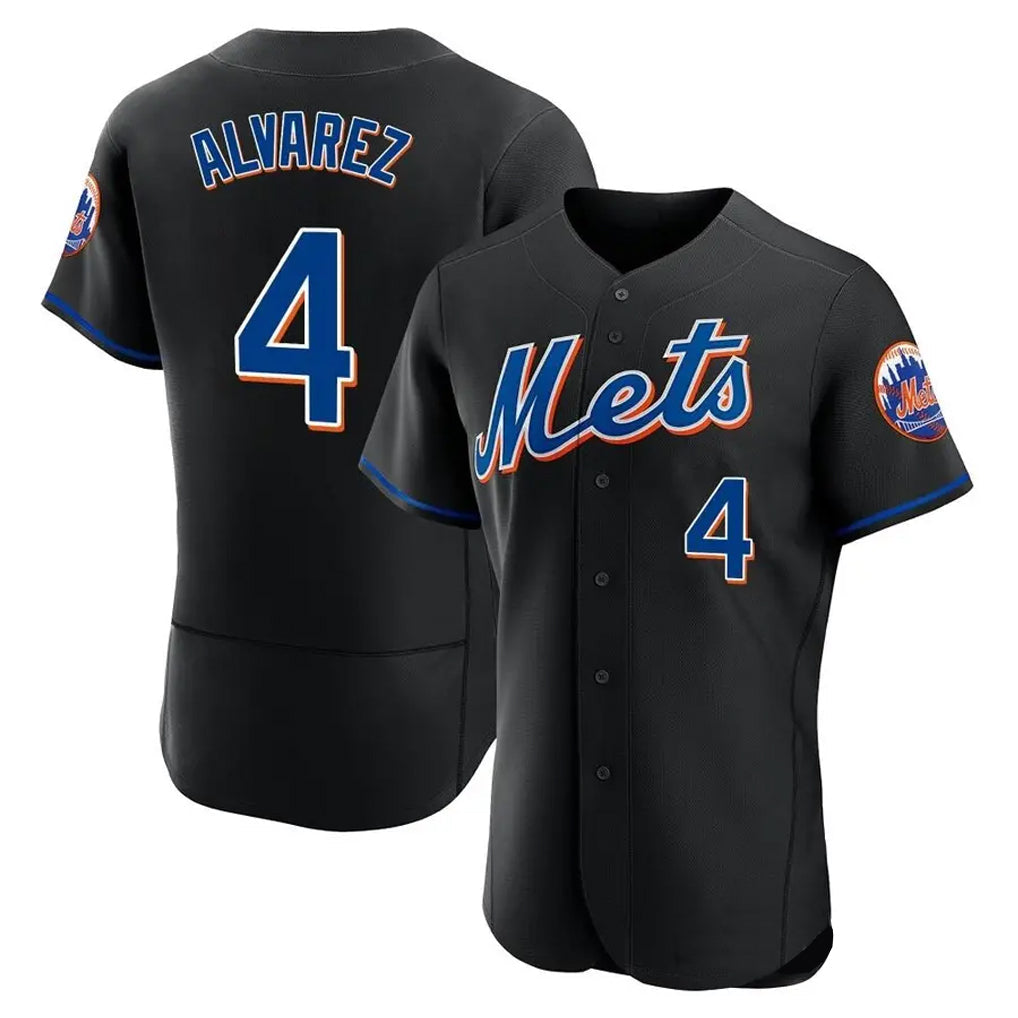 BIPIHUC NY.Mets #4 Francisco Alvarez Player Black Replica Home Limited Elite Stitched Jerseys