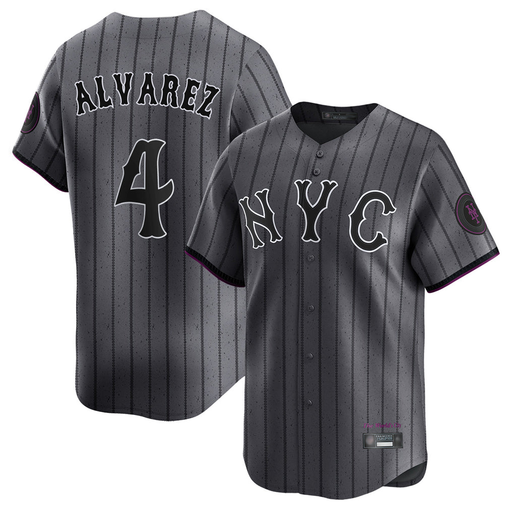 BIPIHUC NY.Mets #4 Francisco Alvarez Player Gray City Connect Limited Stitched Jerseys
