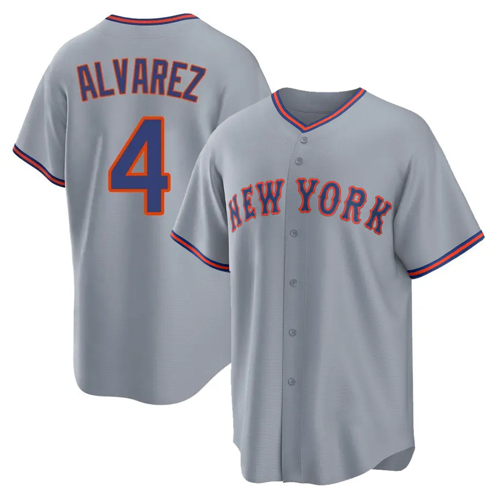 BIPIHUC NY.Mets #4 Francisco Alvarez Player Gray Road Home Game Stitched Jerseys