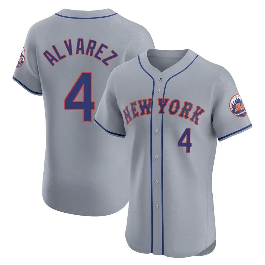 BIPIHUC NY.Mets #4 Francisco Alvarez Player Gray Road Limited Elite Home Stitched Jerseys