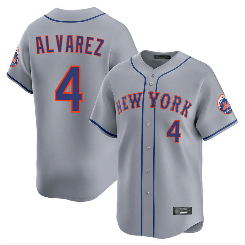 BIPIHUC NY.Mets #4 Francisco Alvarez Player Gray Road Limited Home Stitched Jerseys