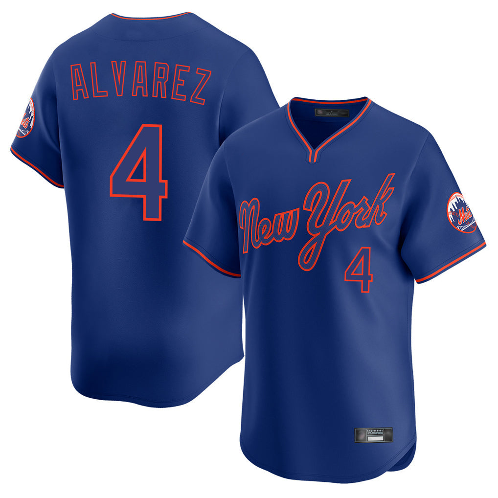 BIPIHUC NY.Mets #4 Francisco Alvarez Player Royal T-shirt Home Limited Elite Stitched Jerseys