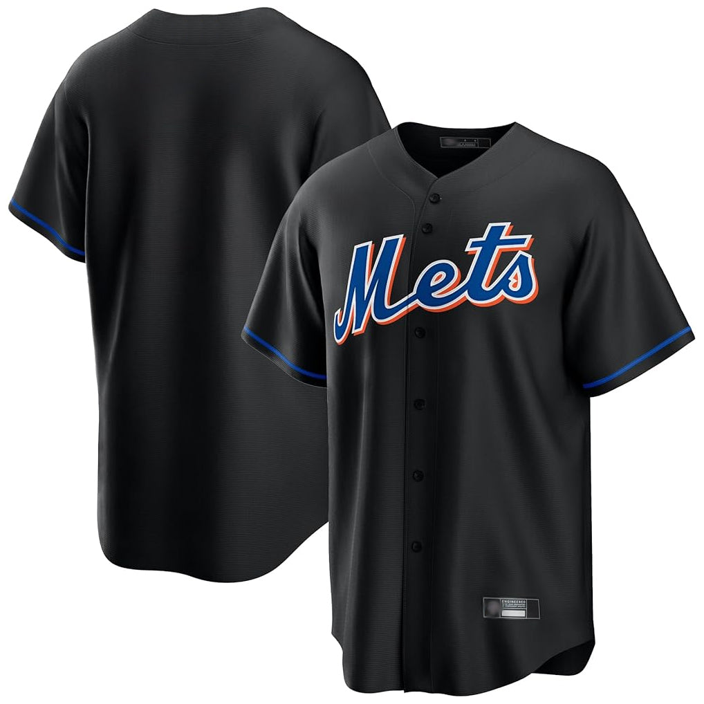 BIPIHUC NY.Mets Blank Player Black Replica Home Game Stitched Jerseys