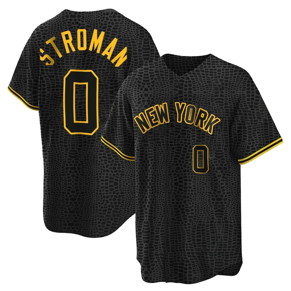BIPIHUC NY.Yankees #0 Marcus Stroman Player Black Snake Skin City Game Home Stitched Jerseys