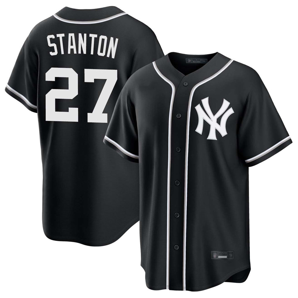 BIPIHUC NY.Yankees #27 Giancarlo Stanton Player Black Out Game Home Stitched Jerseys