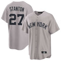 BIPIHUC NY.Yankees #27 Giancarlo Stanton Player Gray Game Home Stitched Jerseys