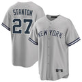 BIPIHUC NY.Yankees #27 Giancarlo Stanton Player Gray Road Game Stitched Jerseys