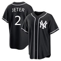 BIPIHUC NY.Yankees #2 Derek Jeter Player Black Out Game Home Stitched Jerseys