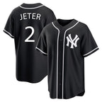 BIPIHUC NY.Yankees #2 Derek Jeter Player Black Out Game Home Stitched Jerseys