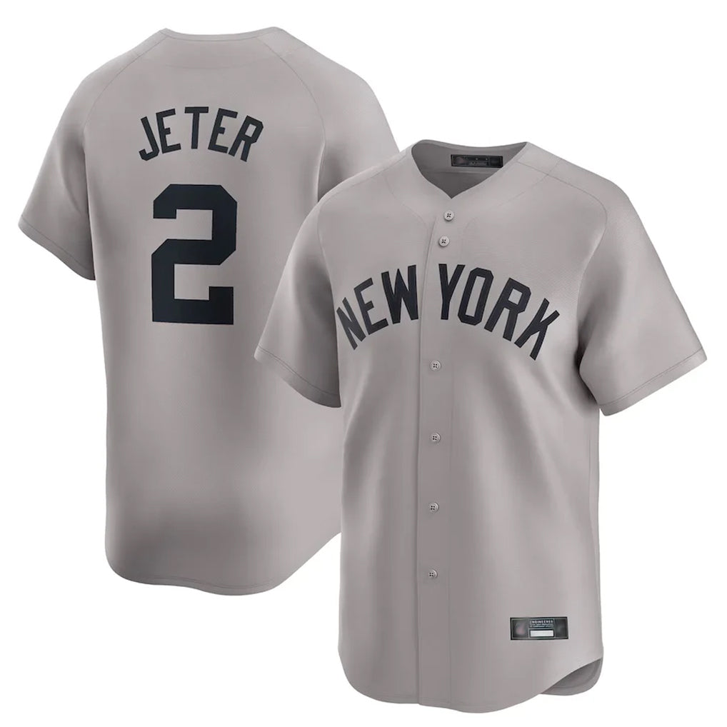 BIPIHUC NY.Yankees #2 Derek Jeter Player Gray Limited Home Stitched Jerseys