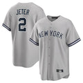 BIPIHUC NY.Yankees #2 Derek Jeter Player Gray Road Game Stitched Jerseys
