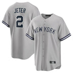 BIPIHUC NY.Yankees #2 Derek Jeter Player Gray Road Game Stitched Jerseys