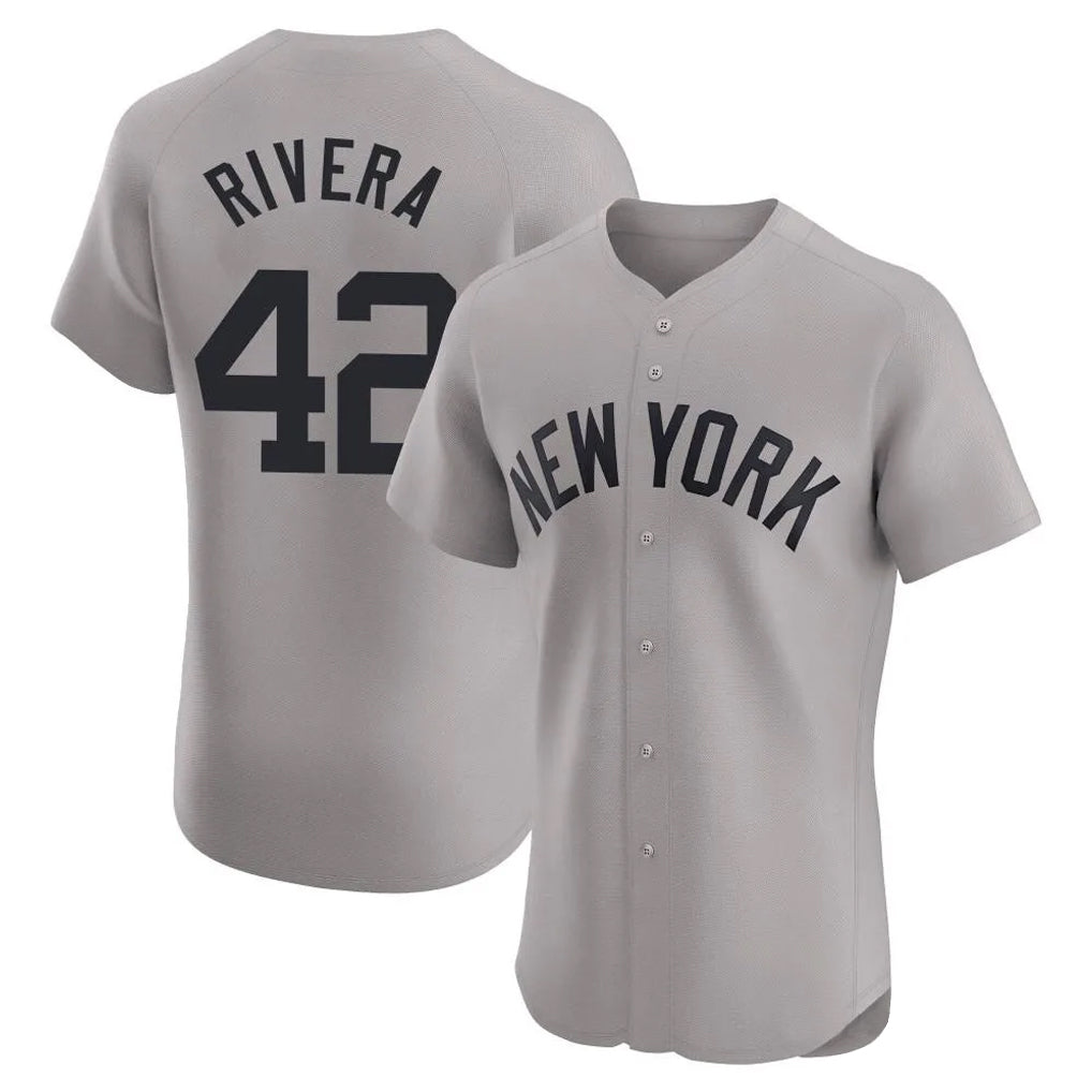 BIPIHUC NY.Yankees #42 Mariano Rivera Player Gray Limited Elite Home Stitched Jerseys