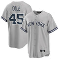 BIPIHUC NY.Yankees #45 Gerrit Cole Player Gray Road Game Stitched Jerseys