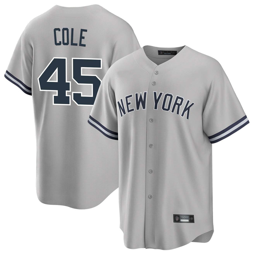 BIPIHUC NY.Yankees #45 Gerrit Cole Player Gray Road Game Stitched Jerseys