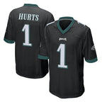 BIPIHUC P.Eagles #1 Jalen Hurts Player Black Home Game Stitched Jerseys