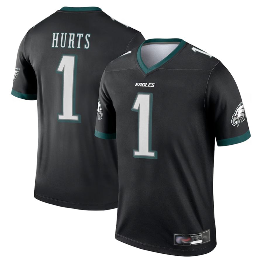 BIPIHUC P.Eagles #1 Jalen Hurts Player Black Legend Stitched Jerseys