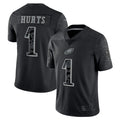 BIPIHUC P.Eagles #1 Jalen Hurts Player Black REFLECTIVE Limited Stitched Jerseys