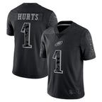 BIPIHUC P.Eagles #1 Jalen Hurts Player Black REFLECTIVE Limited Stitched Jerseys