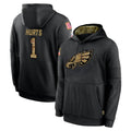 BIPIHUC P.Eagles #1 Jalen Hurts Player Black Salute to Service Hoodies Limited Game Stitched Jerseys