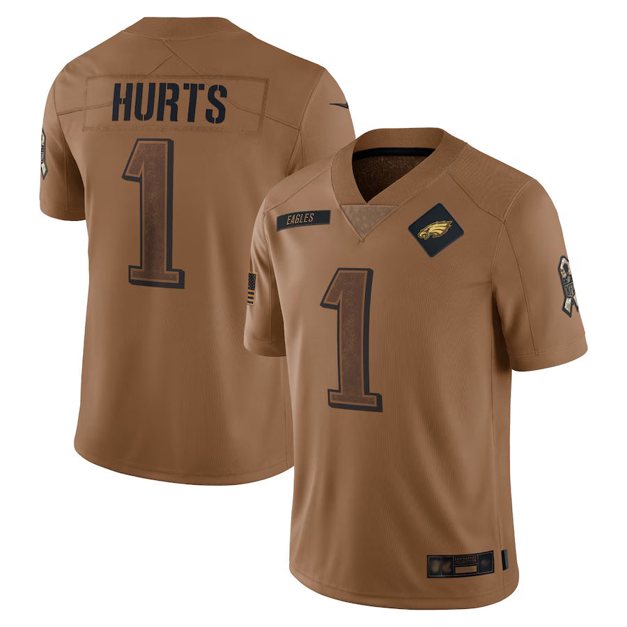 BIPIHUC P.Eagles #1 Jalen Hurts Player Brown Salute To Service Limited Stitched Jerseys