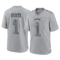 BIPIHUC P.Eagles #1 Jalen Hurts Player Gray Atmosphere Fashion Home Game Stitched Jerseys