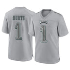 BIPIHUC P.Eagles #1 Jalen Hurts Player Gray Atmosphere Fashion Home Game Stitched Jerseys