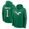 BIPIHUC P.Eagles #1 Jalen Hurts Player Green Pullover Hoodies Home Game Stitched Jerseys