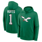 BIPIHUC P.Eagles #1 Jalen Hurts Player Green Pullover Hoodies Home Game Stitched Jerseys