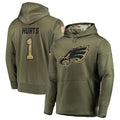 BIPIHUC P.Eagles #1 Jalen Hurts Player Military Hoodie Salute To Service Olive Stitched Jerseys