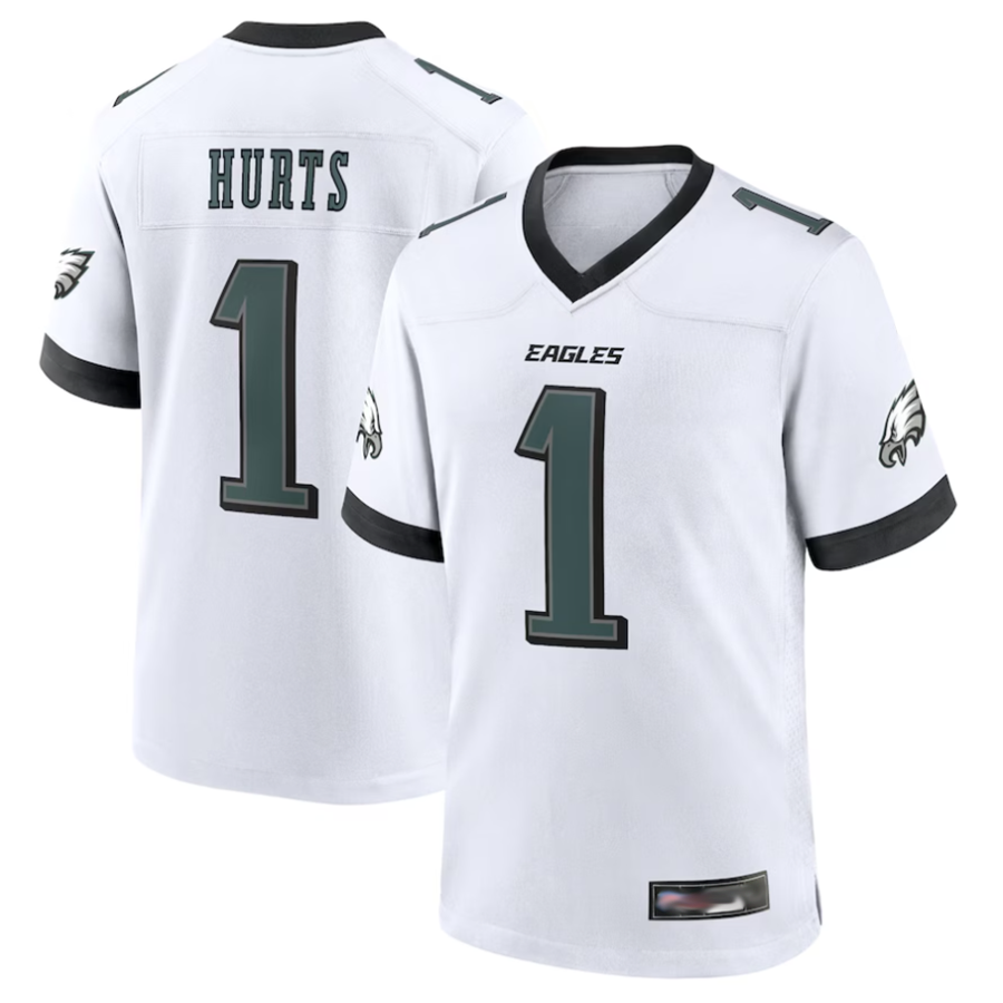 BIPIHUC P.Eagles #1 Jalen Hurts Player White Game Stitched Jerseys