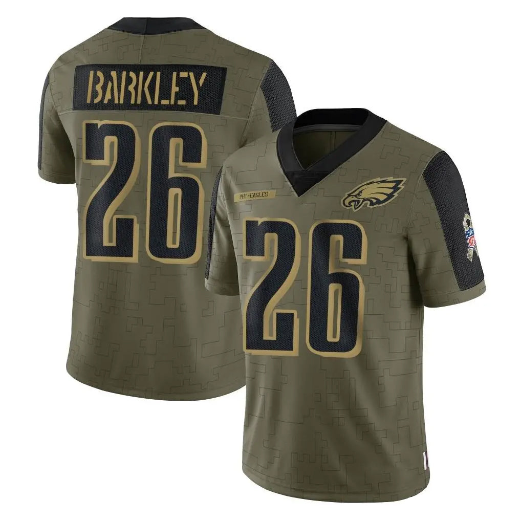 BIPIHUC P.Eagles #26 Saquon Barkley Player Olive Salute To Service Limited Game Stitched Jerseys