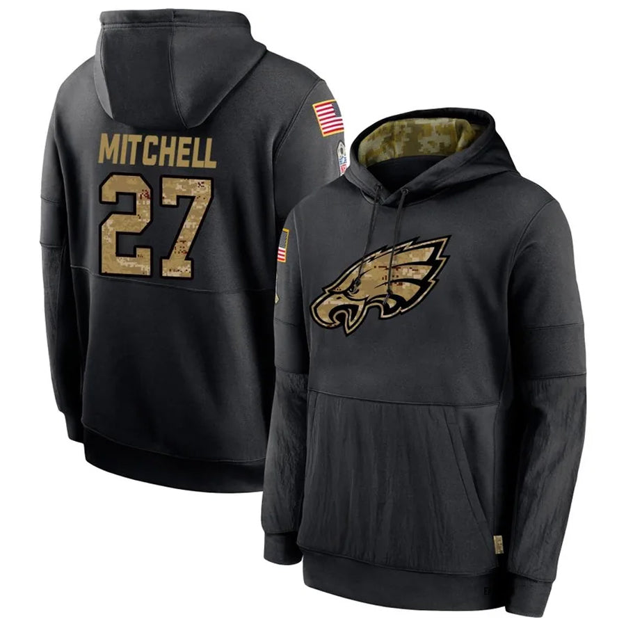 BIPIHUC P.Eagles #27 Quinyon Mitchell Player Black Military Hoodie Game Stitched Jerseys