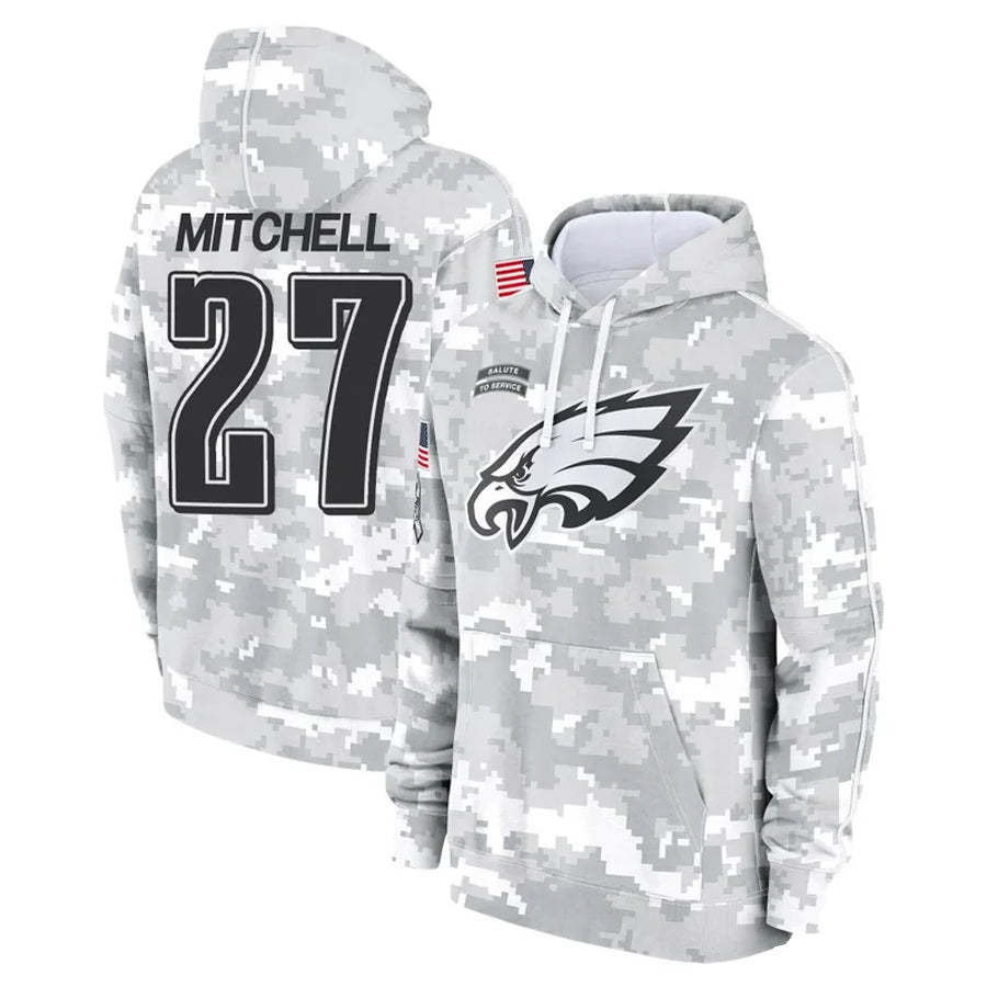 BIPIHUC P.Eagles #27 Quinyon Mitchell Player Military Hoodie Arctic Camo Salute To Service Stitched Jerseys