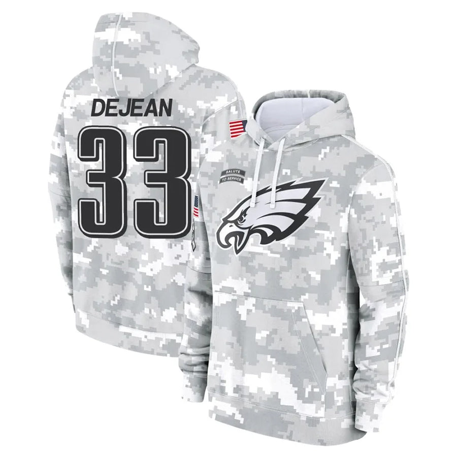 BIPIHUC P.Eagles #33 Cooper DeJean Player Military Hoodie Arctic Camo Salute To Service Stitched Jerseys