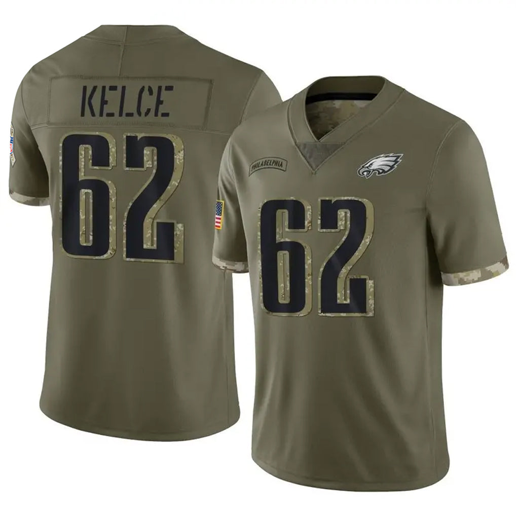BIPIHUC P.Eagles #62 Jason Kelce Player Salute To Service Olive Stitched Jerseys