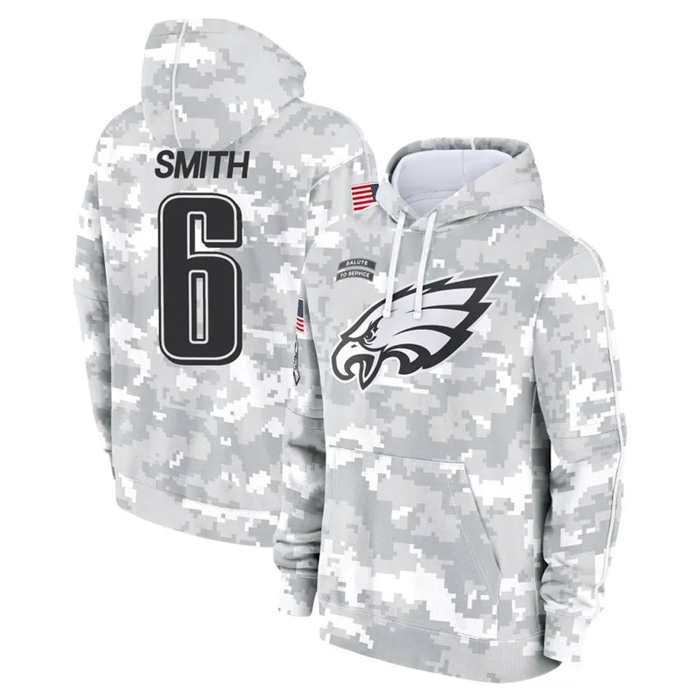 BIPIHUC P.Eagles #6 DeVonta Smith Player Arctic Camo Salute to Service Pullover Hoodies Limited Game Stitched Jerseys