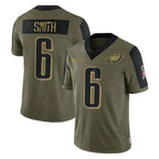 BIPIHUC P.Eagles #6 DeVonta Smith Player Olive Salute To Service Limited Game Stitched Jerseys