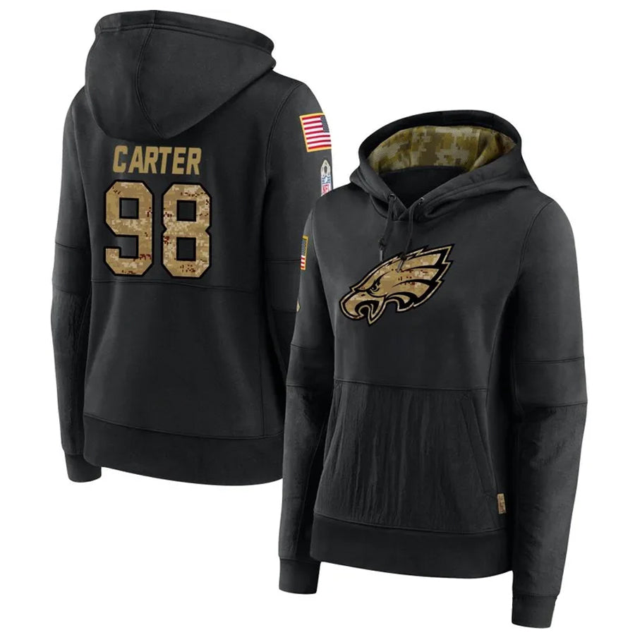 BIPIHUC P.Eagles #98 Jalen Carter Player Black Military Hoodie Game Stitched Jerseys